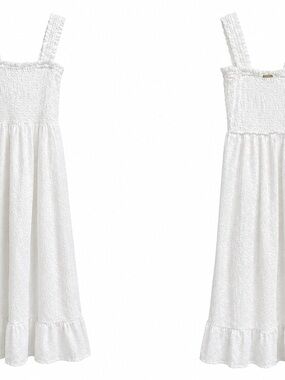 Michael Kors White Textured Smocked Dress